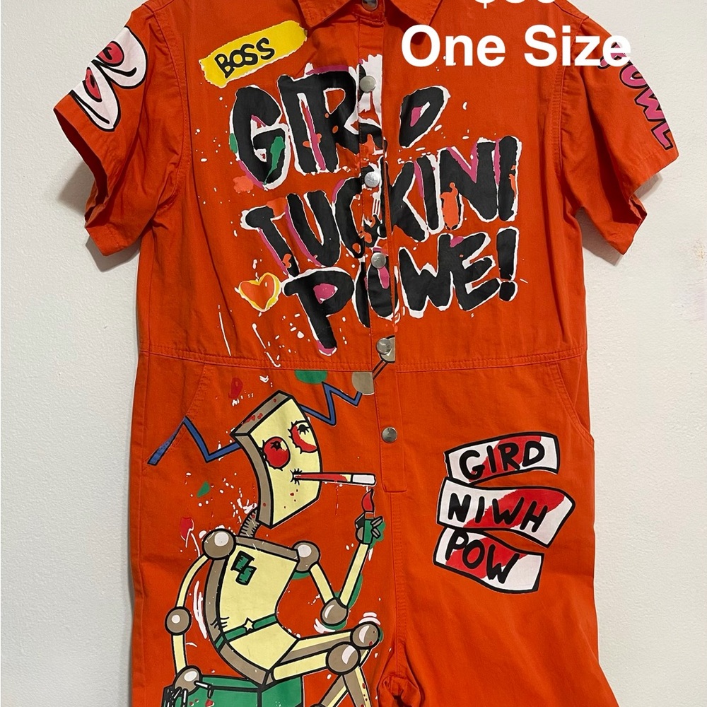 Orange Graphic Jumpsuit
